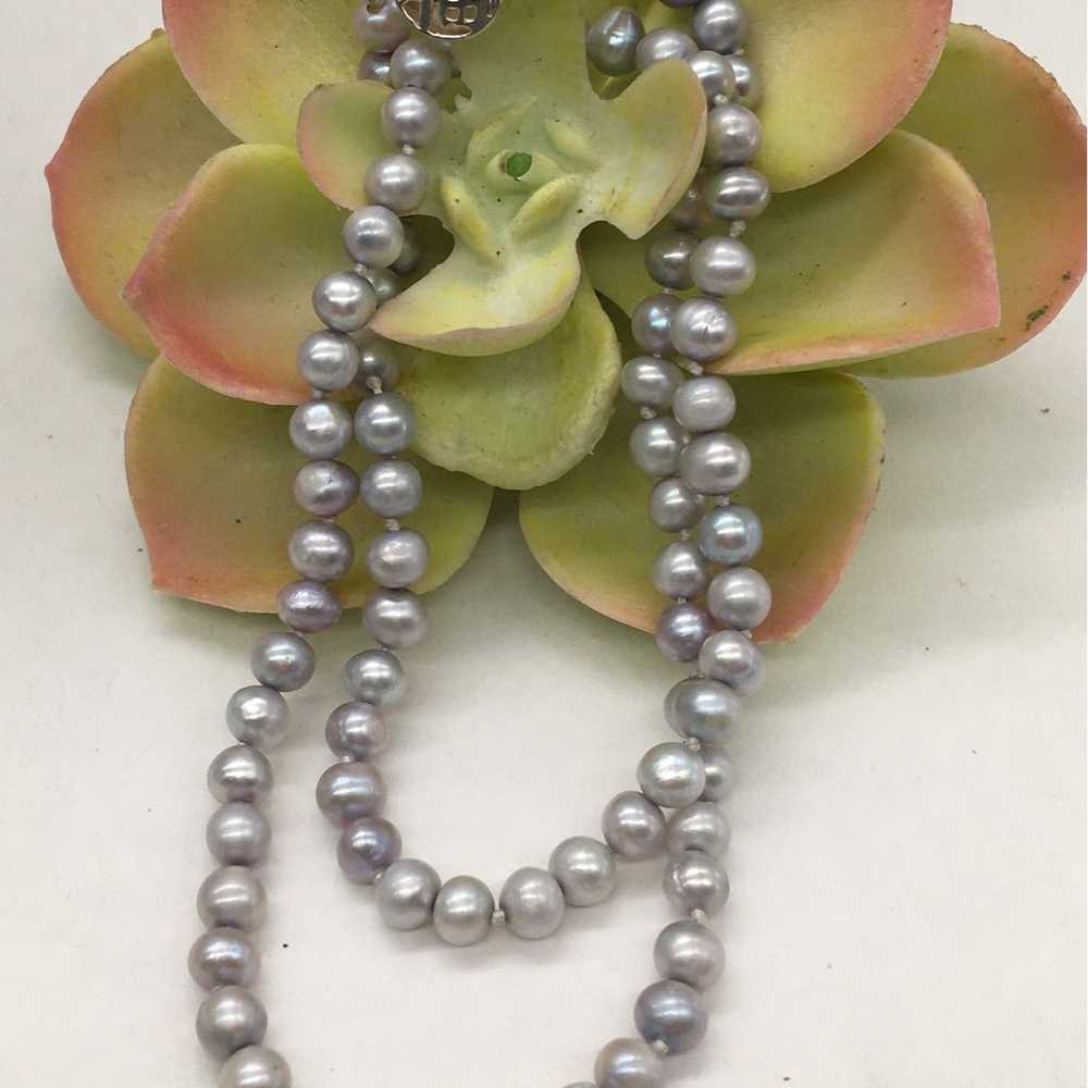 Vintage Sterling Pearl Necklace - image 1