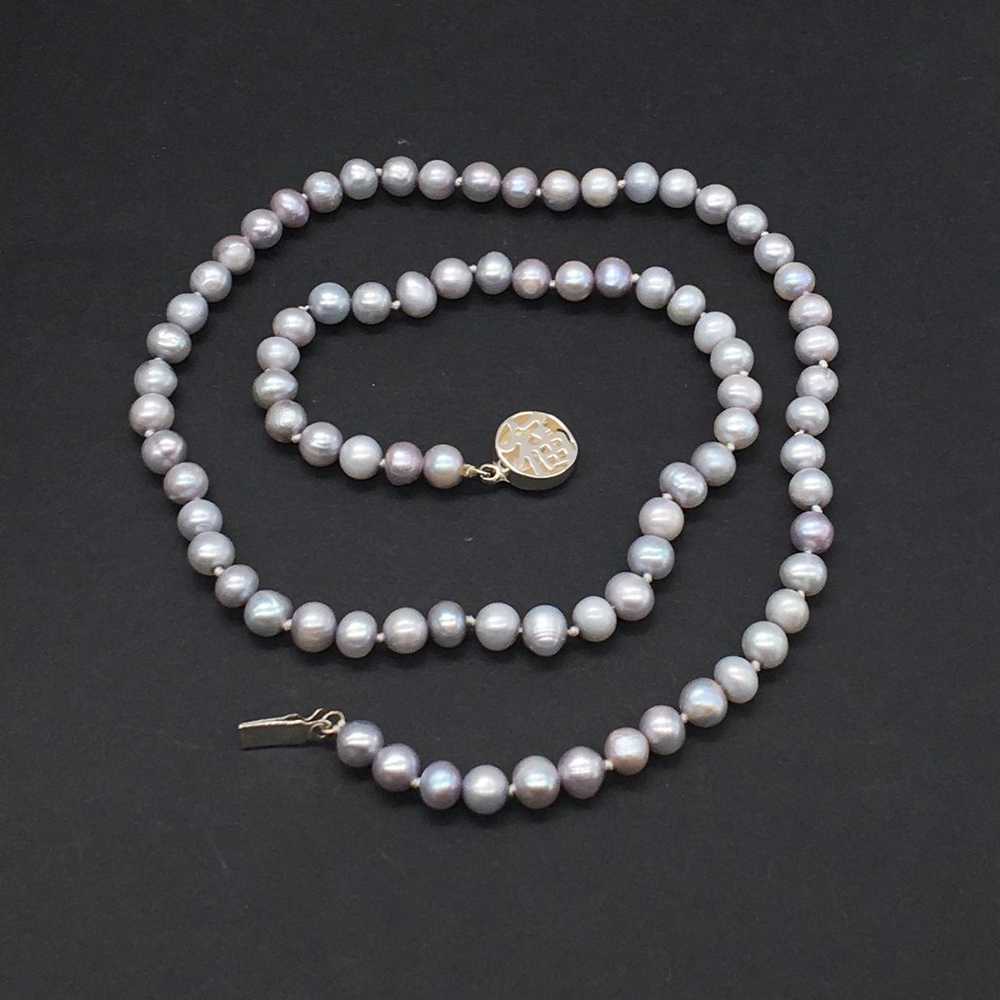 Vintage Sterling Pearl Necklace - image 3