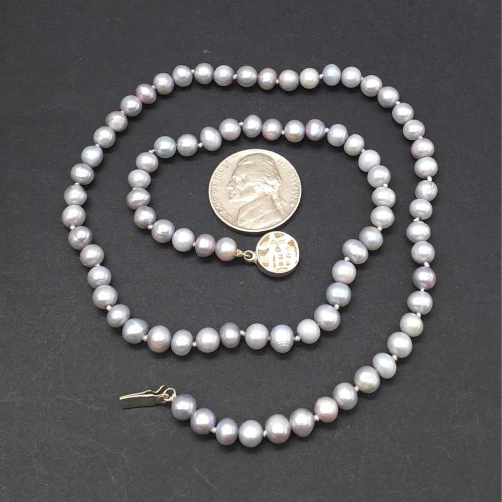 Vintage Sterling Pearl Necklace - image 4