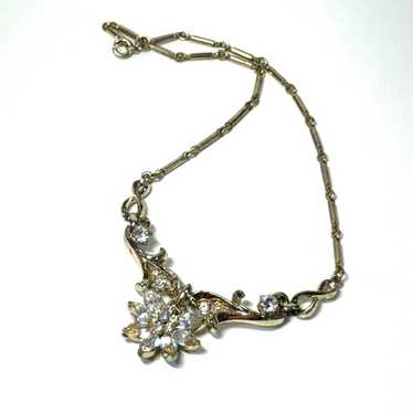 Vintage STUNNING Coro Necklace gold tone Rhineston