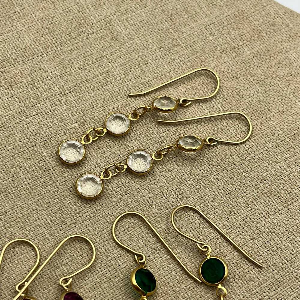 Vintage Swarovski set of 3 glass bezel set Earrin… - image 3