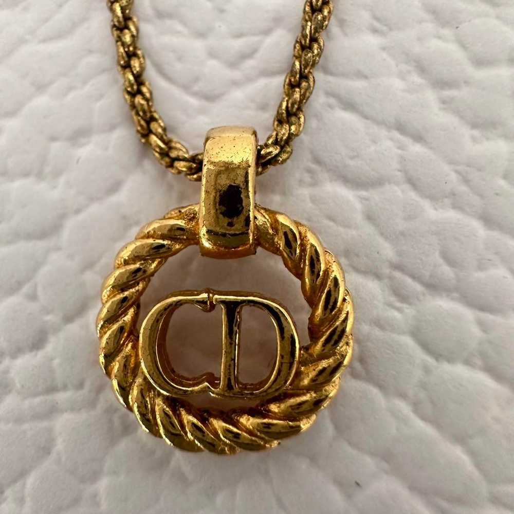 Christian Dior Dior Necklace CD Circle Gold - image 3