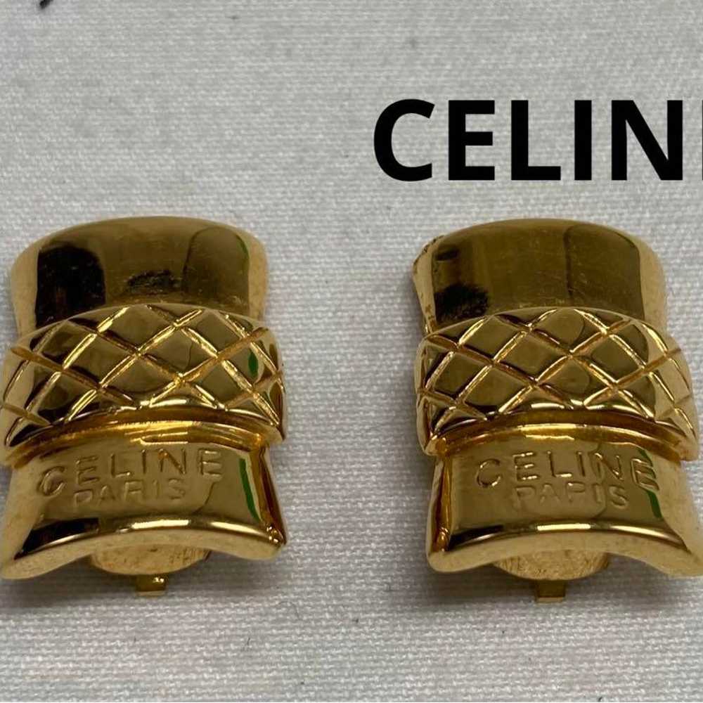 CELINE Earrings Gold Vintage Logo - image 1