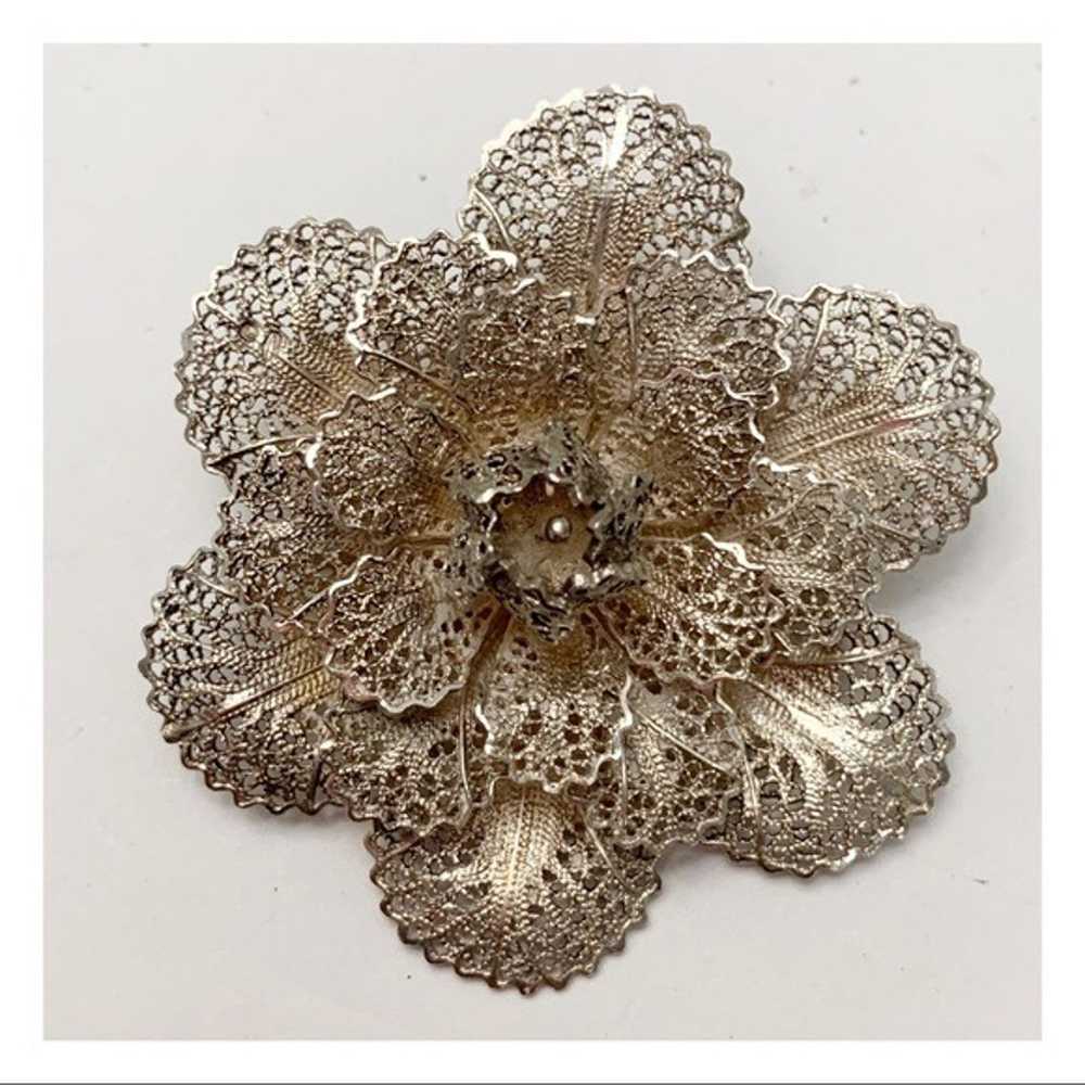 Vintage Sterling silver filigree dimensional flow… - image 9