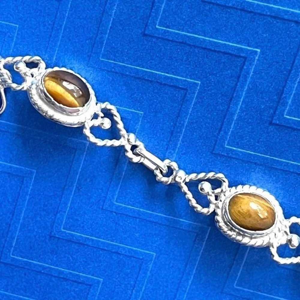 TIGERS EYE GEMS HEART BRACELET STERLING SILVER 925 - image 5