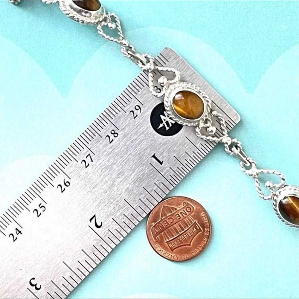 TIGERS EYE GEMS HEART BRACELET STERLING SILVER 925 - image 7