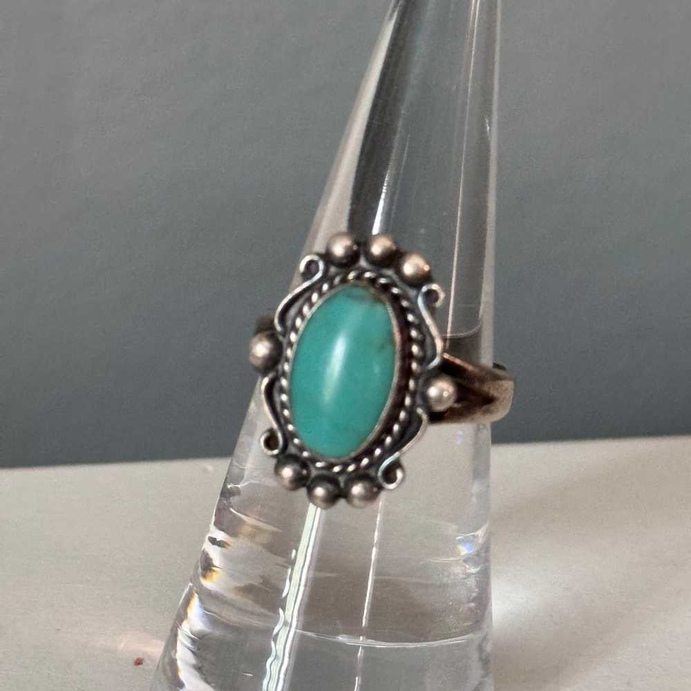 Vintage Turquoise Sterling Silver Old Pawn Ring - image 5