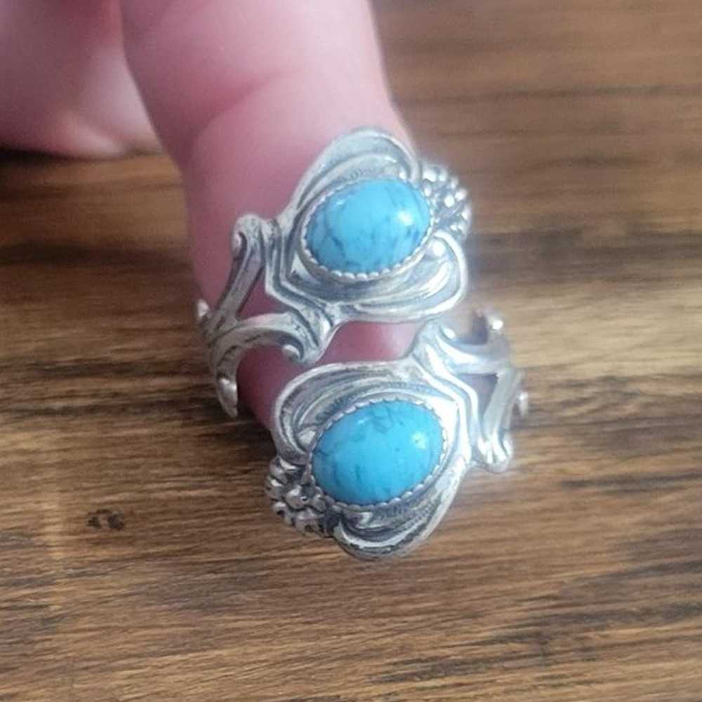 Gorgeous Sterling Siver Turquoise Colored Ring - image 2