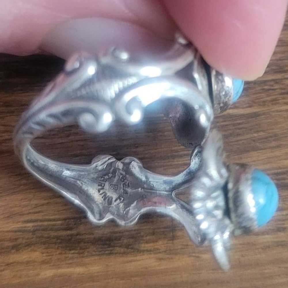 Gorgeous Sterling Siver Turquoise Colored Ring - image 3