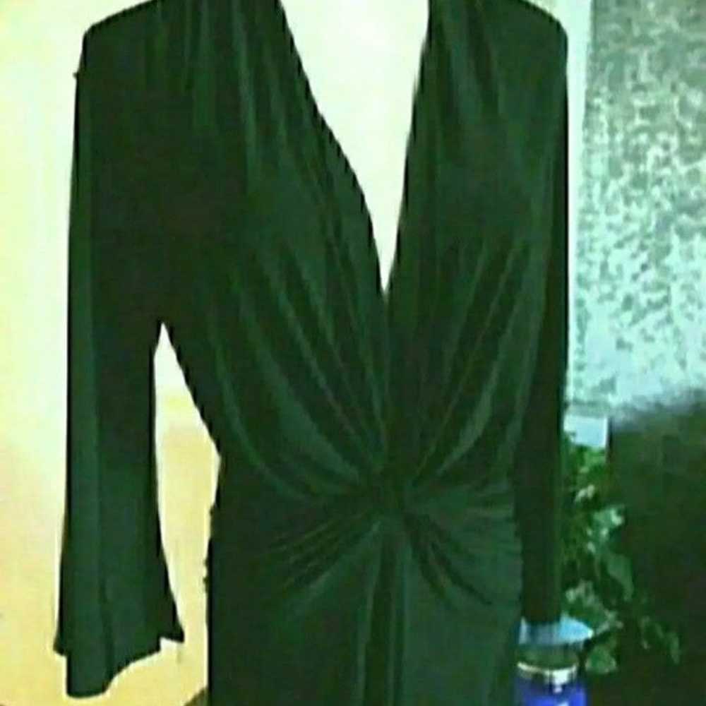 VINTAGE DRESS MIDI PLUNGE V NECK BLACK MEDIUM 8 1… - image 5