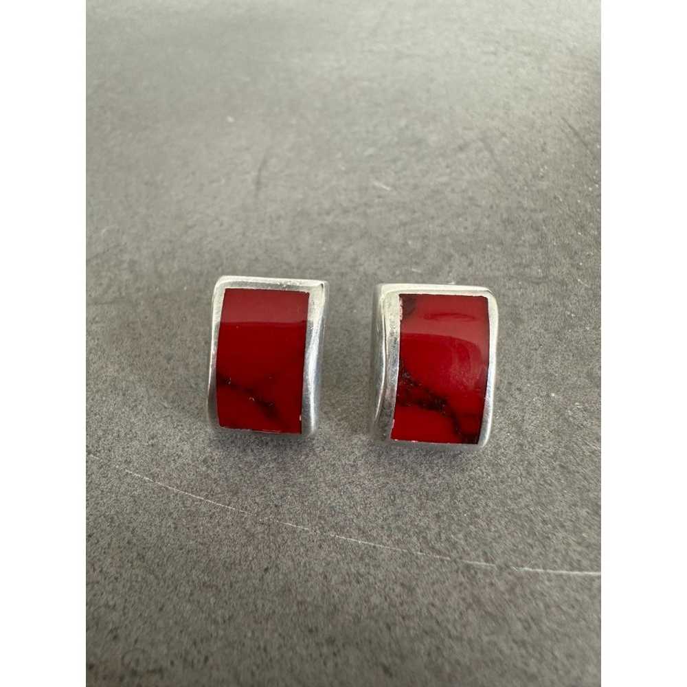 Vintage Red Jasper Sterling Silver Earrings - image 1