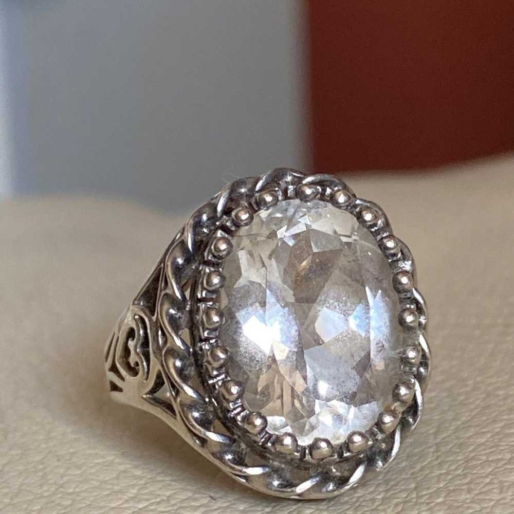 Vintage Sterling Silver 925 White Topaz Ring - image 1