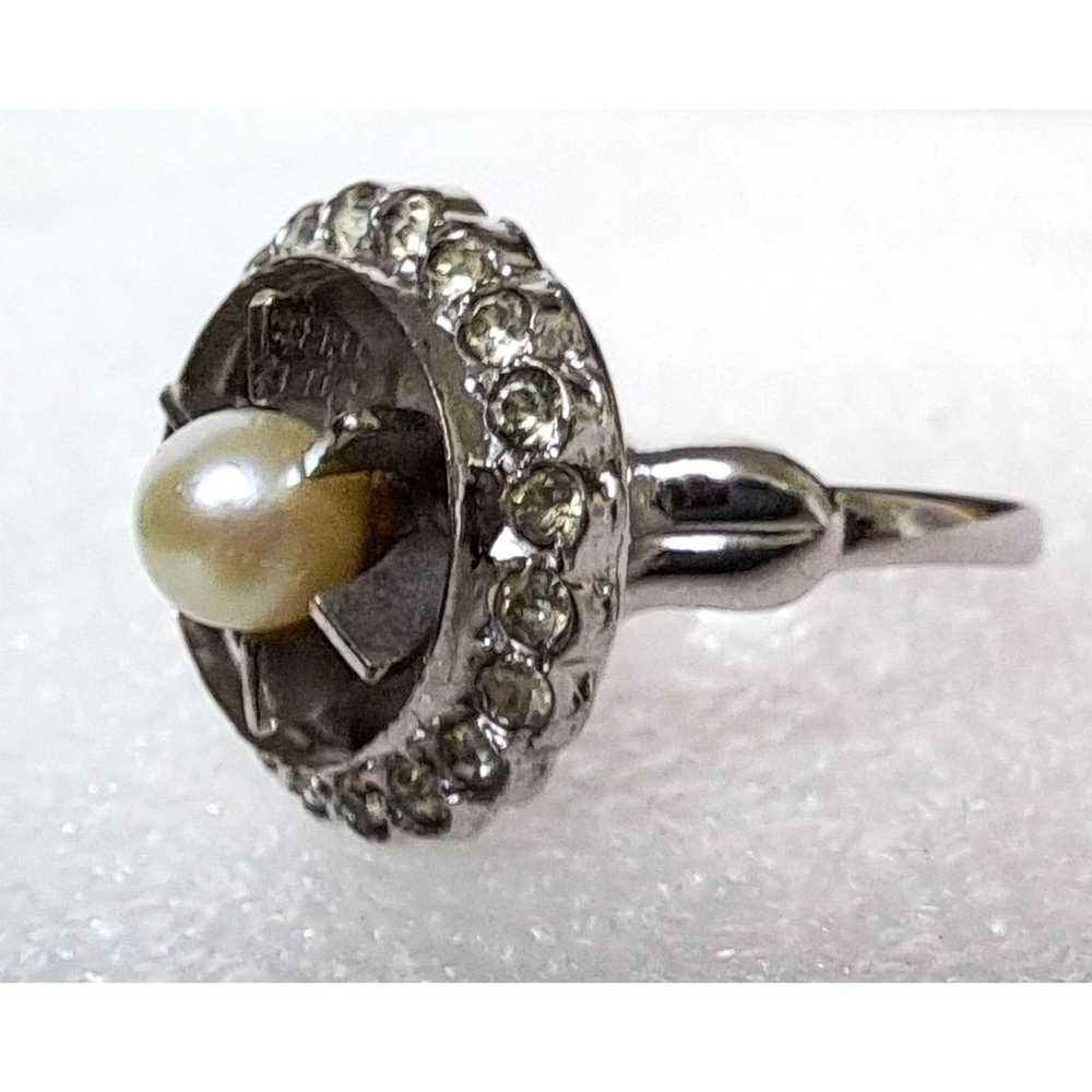 Vintage Sterling Silver Pearl Ring , Art Deco  Si… - image 3