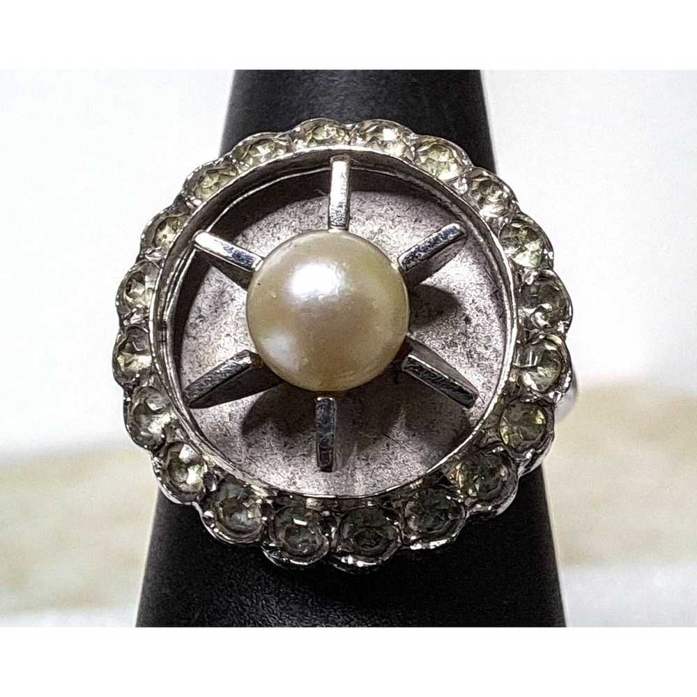 Vintage Sterling Silver Pearl Ring , Art Deco  Si… - image 6