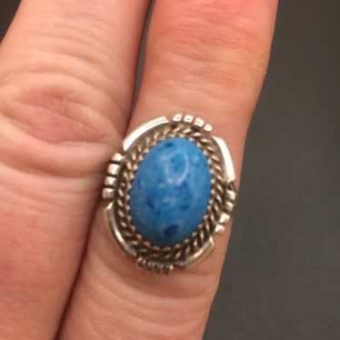 VTG  STERLING  SILVER DENIM LAPIS RING  #459 - image 1