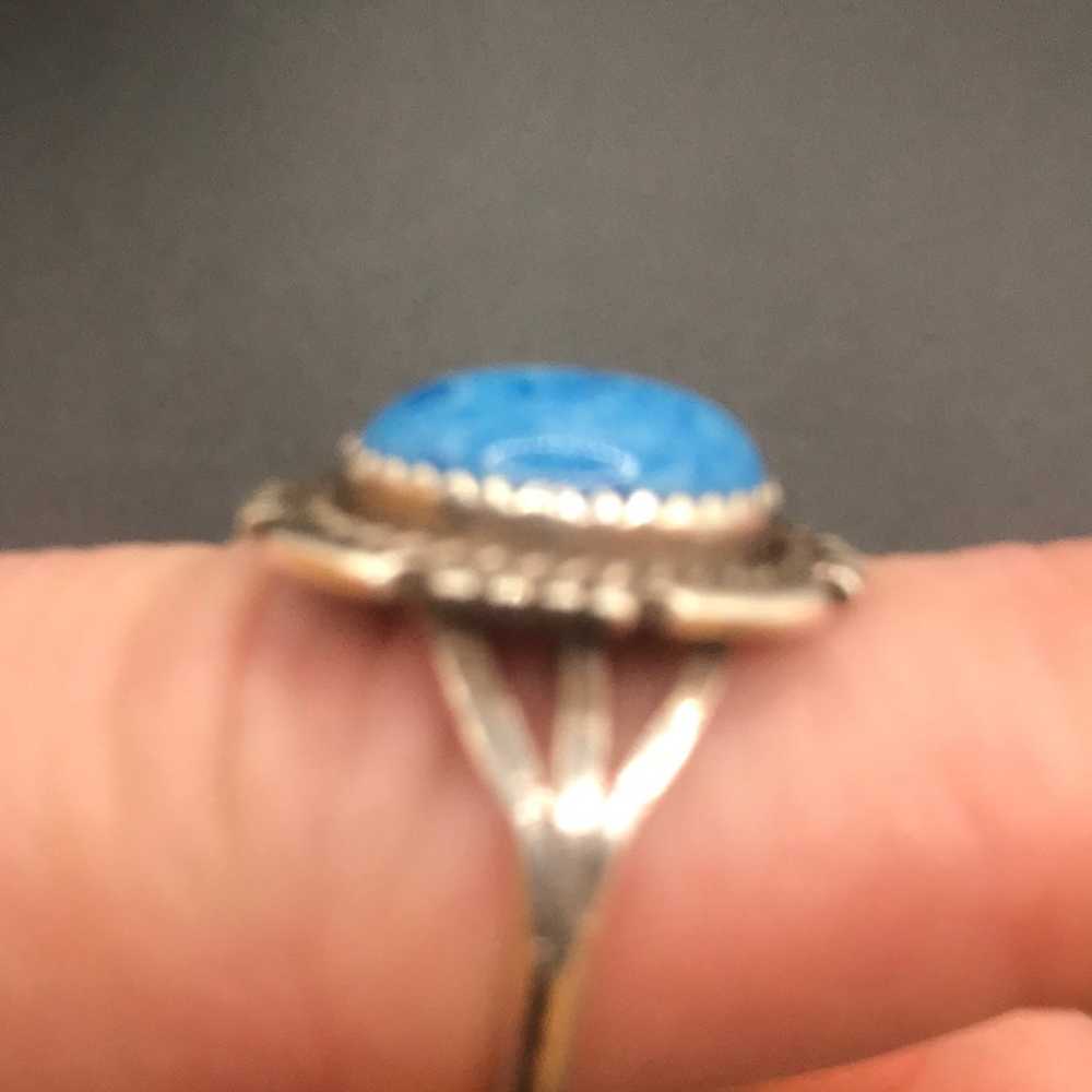 VTG  STERLING  SILVER DENIM LAPIS RING  #459 - image 2