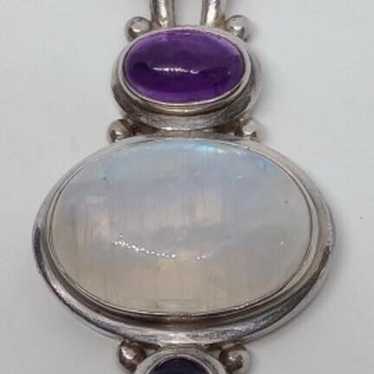 Vintage Large Sterling Silver, Amethyst, & Moonsto