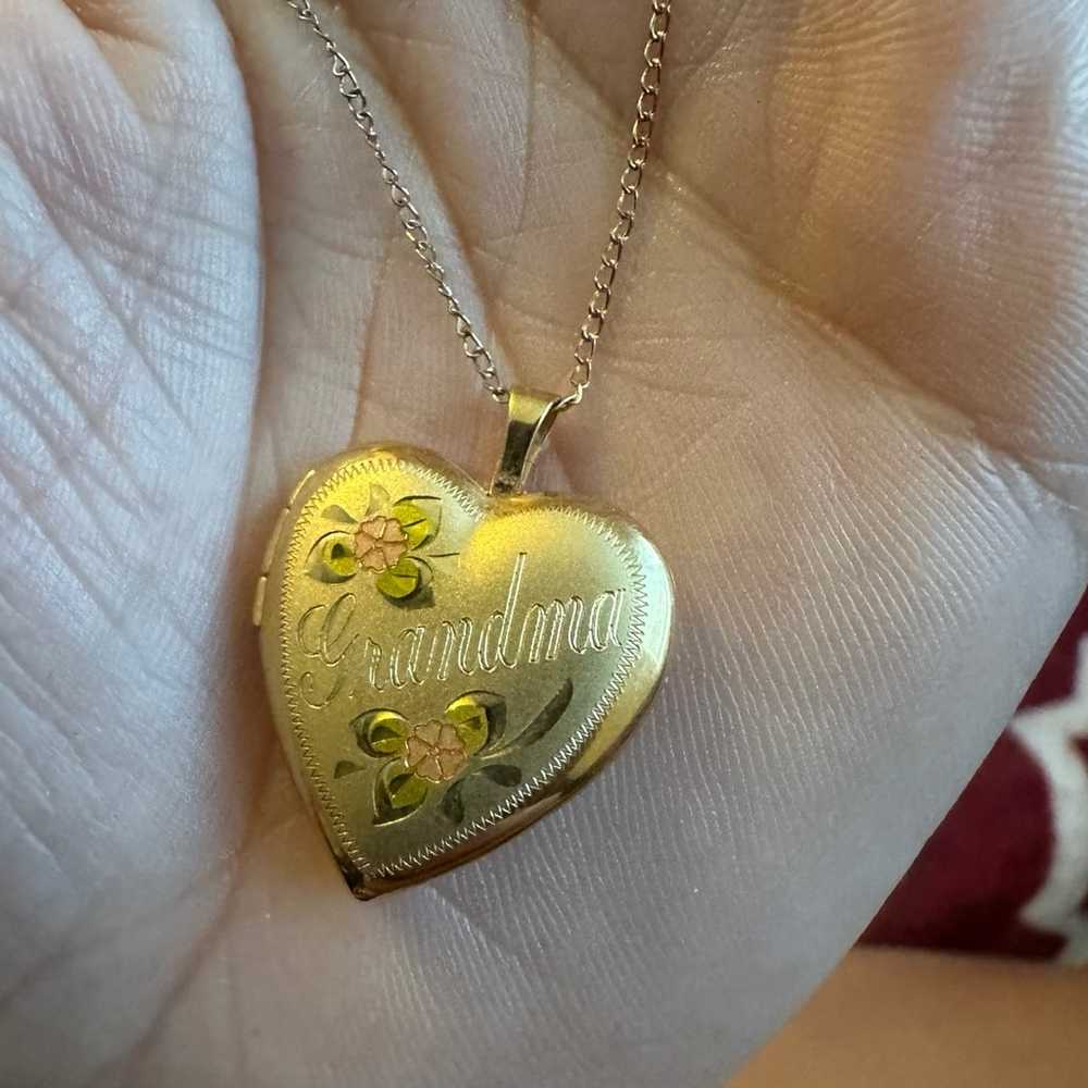 Vintage Gold Filled Heart “ Grandma” Locket Penda… - image 1