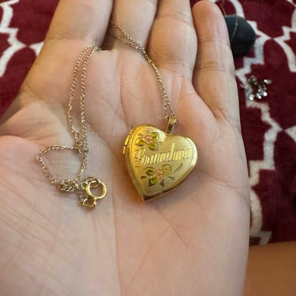 Vintage Gold Filled Heart “ Grandma” Locket Penda… - image 2