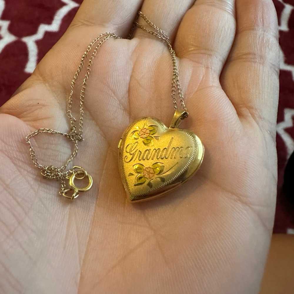 Vintage Gold Filled Heart “ Grandma” Locket Penda… - image 3