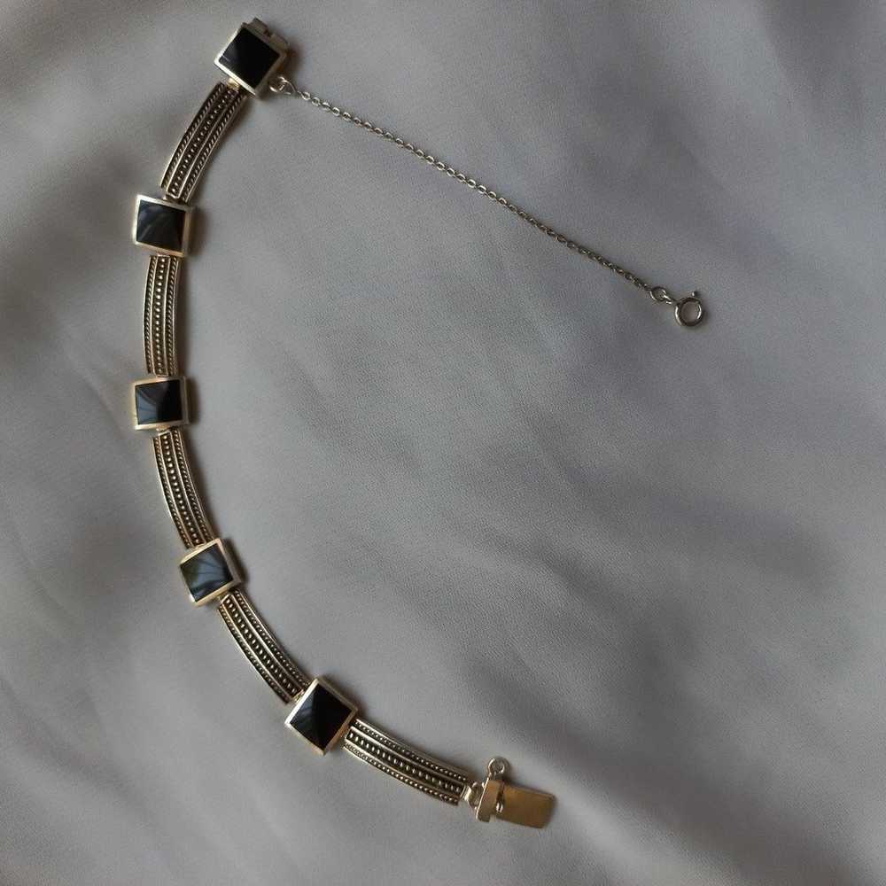 Onyx square panel bracelet silver - image 2