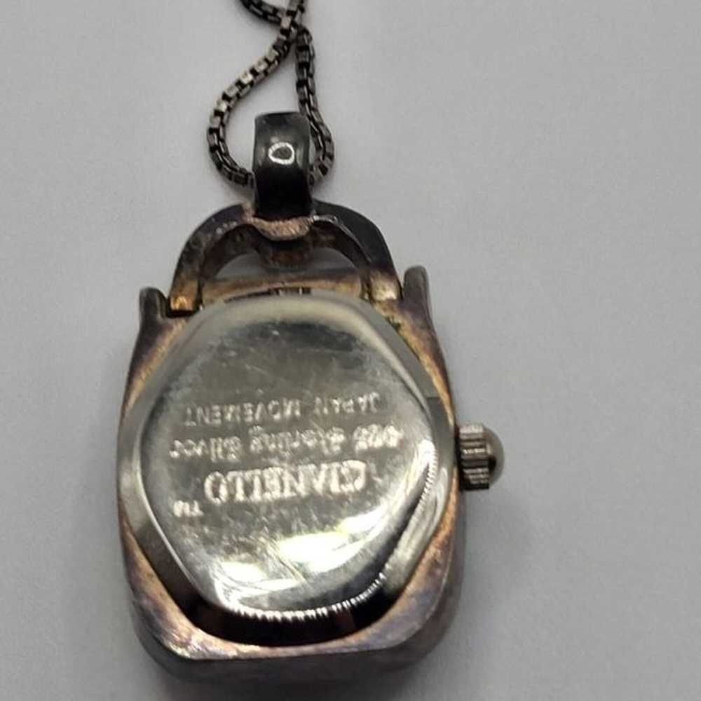 Gianello Sterling Silver Pocket Watch Necklace on… - image 3