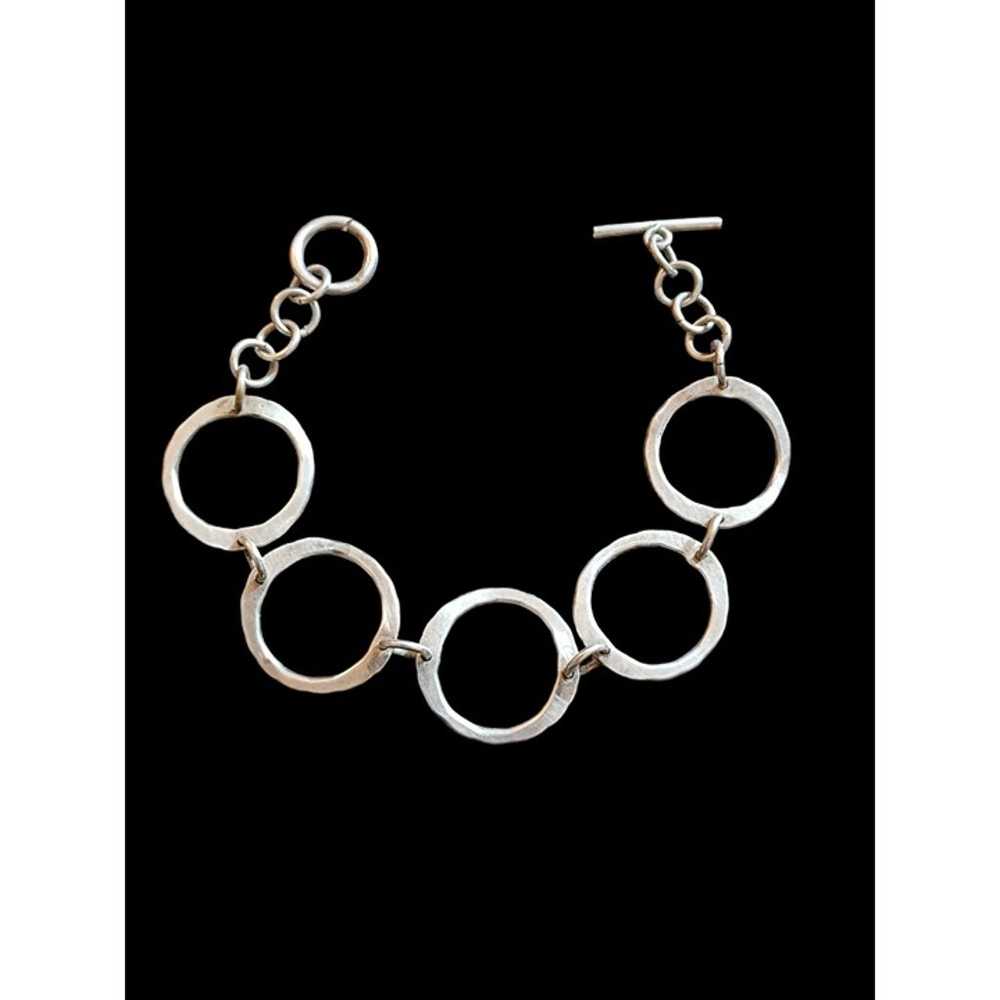 Vintage 925 Sterling Silver Hammered Circle Link … - image 3