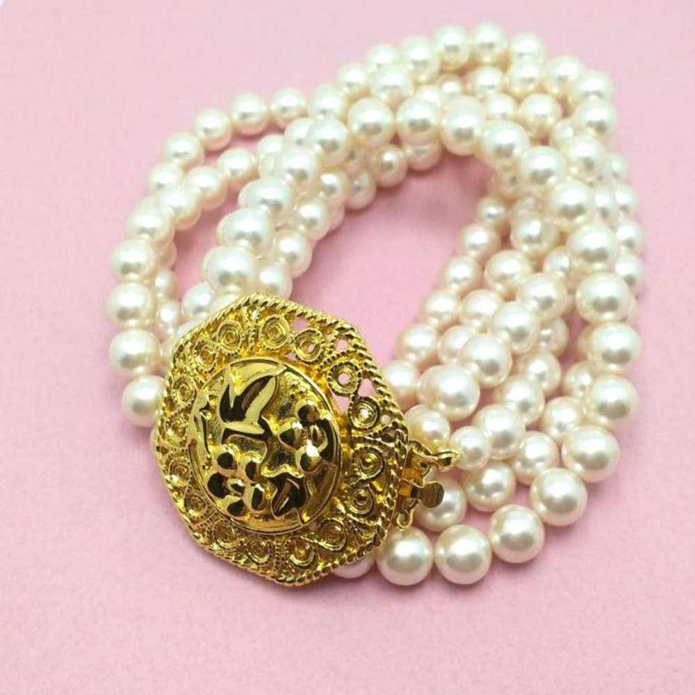 Rare AVON Vintage Gold Pink Pearl Necklace - image 2