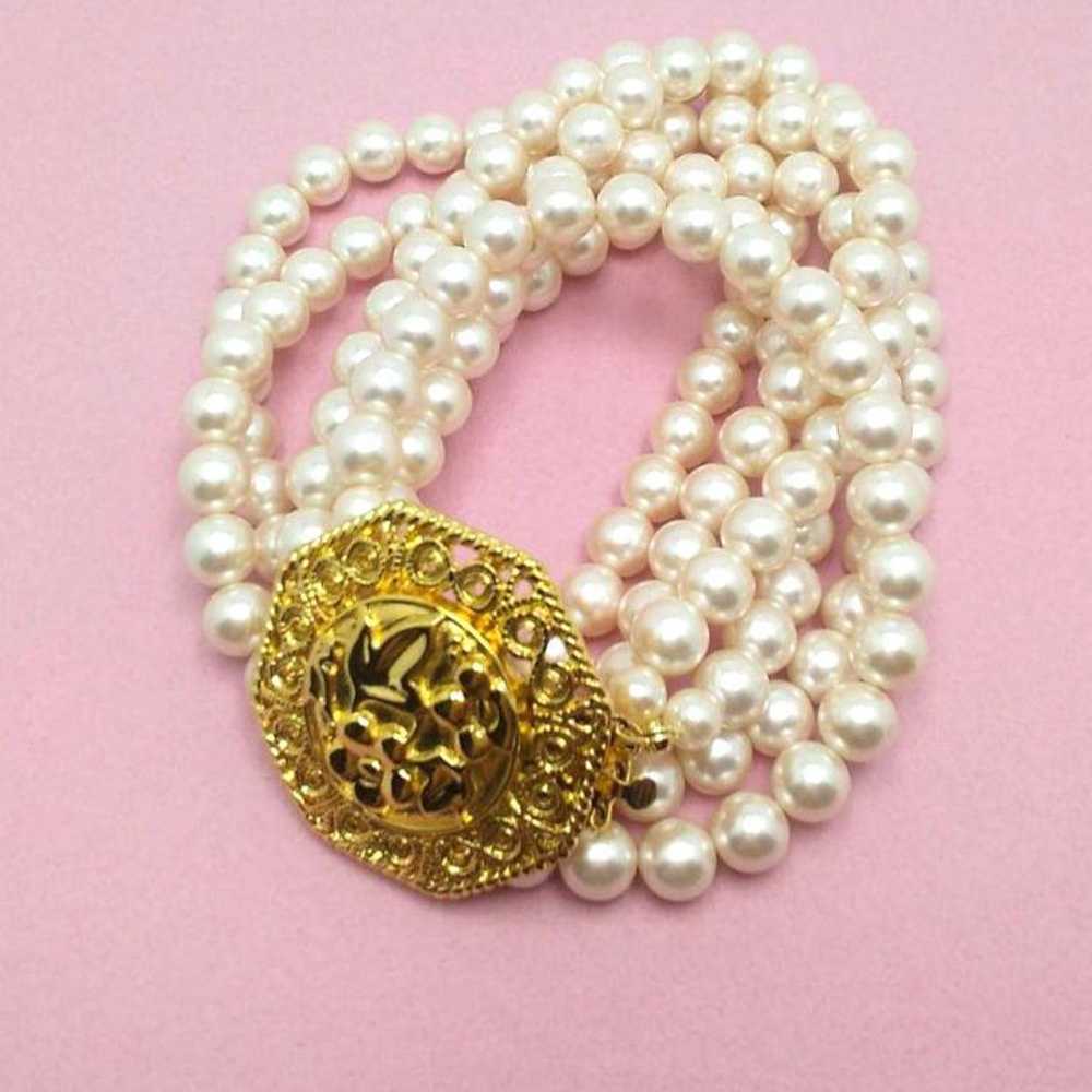 Rare AVON Vintage Gold Pink Pearl Necklace - image 6