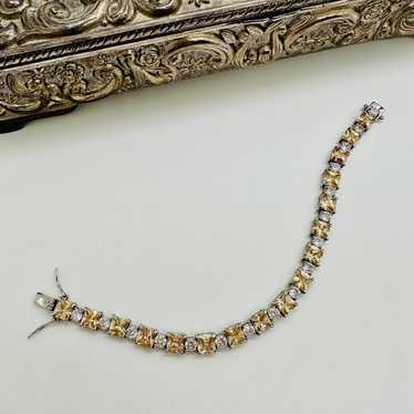 Beautiful Modern Vintage CZ Crystal 925 Bracelet - image 1