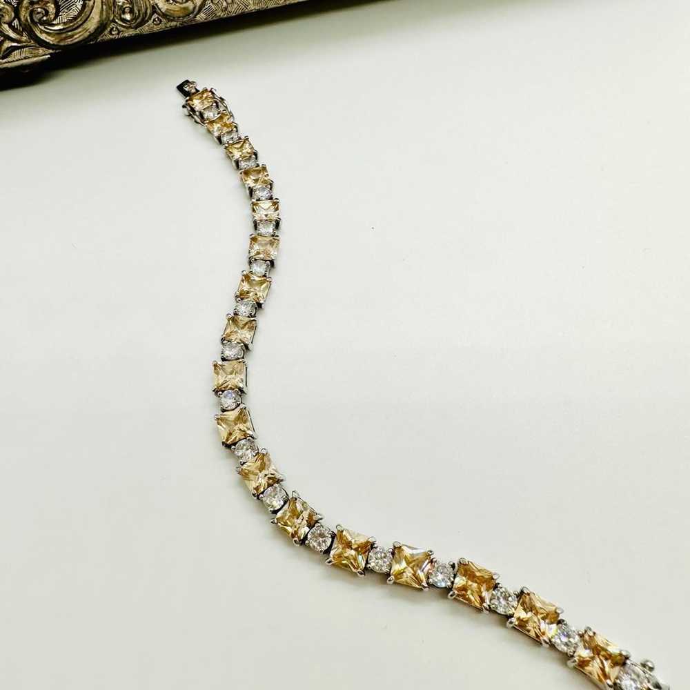 Beautiful Modern Vintage CZ Crystal 925 Bracelet - image 2