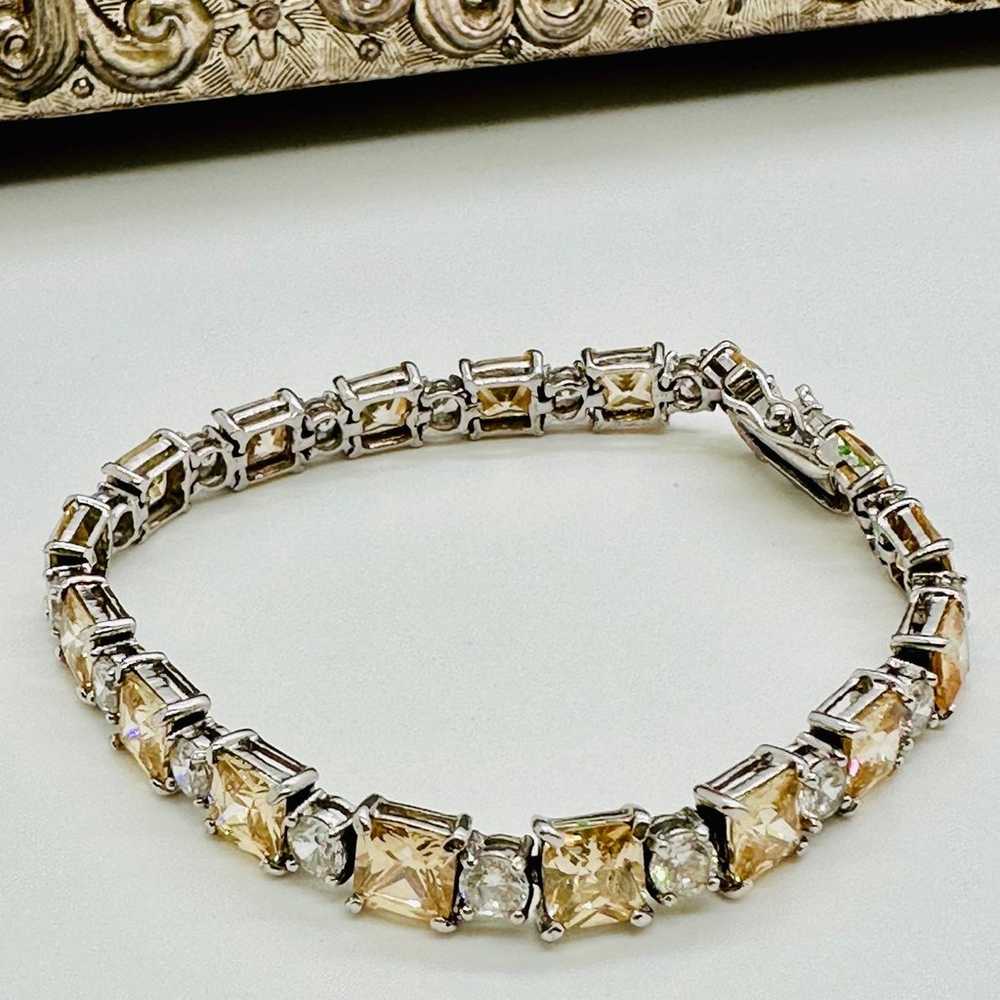 Beautiful Modern Vintage CZ Crystal 925 Bracelet - image 3