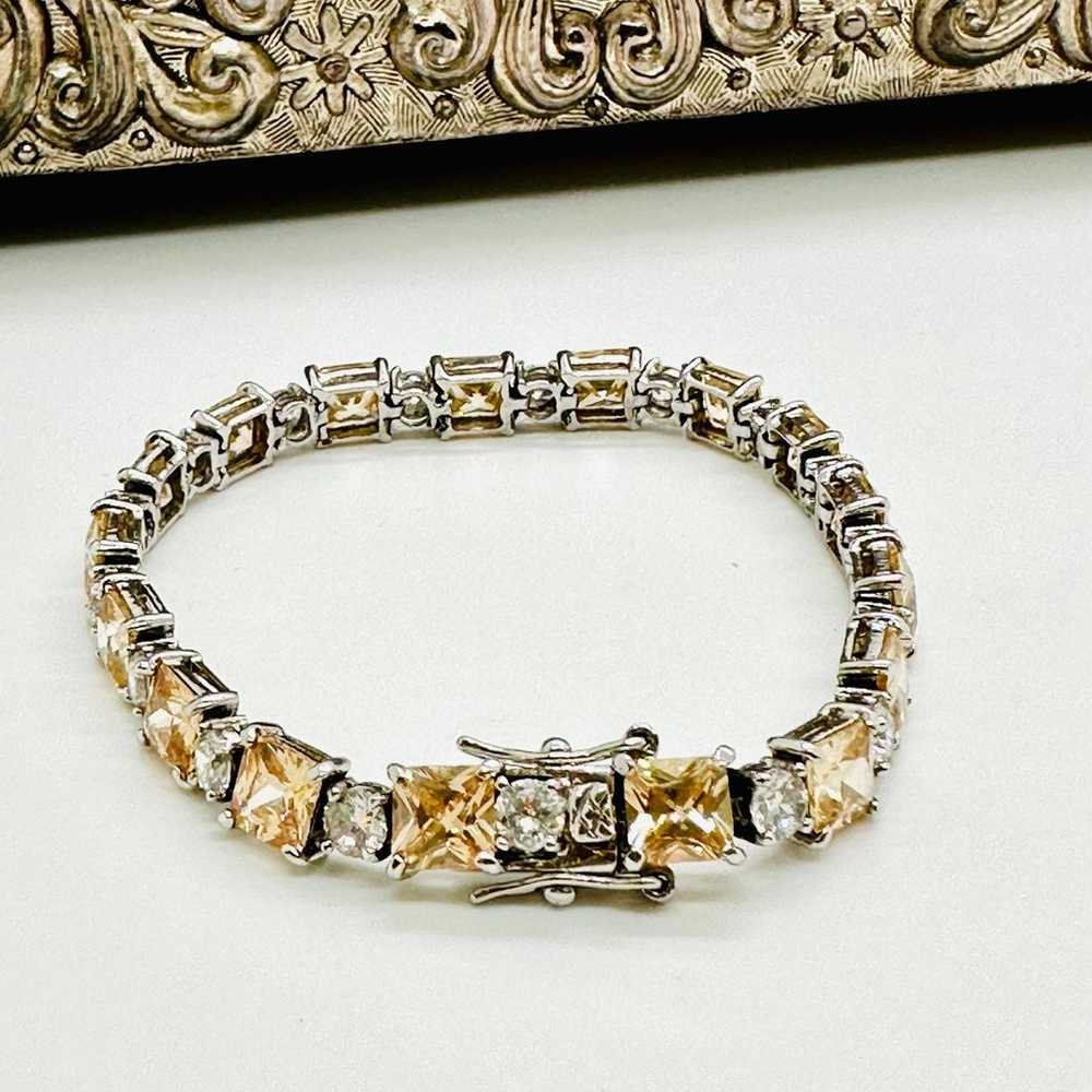 Beautiful Modern Vintage CZ Crystal 925 Bracelet - image 4