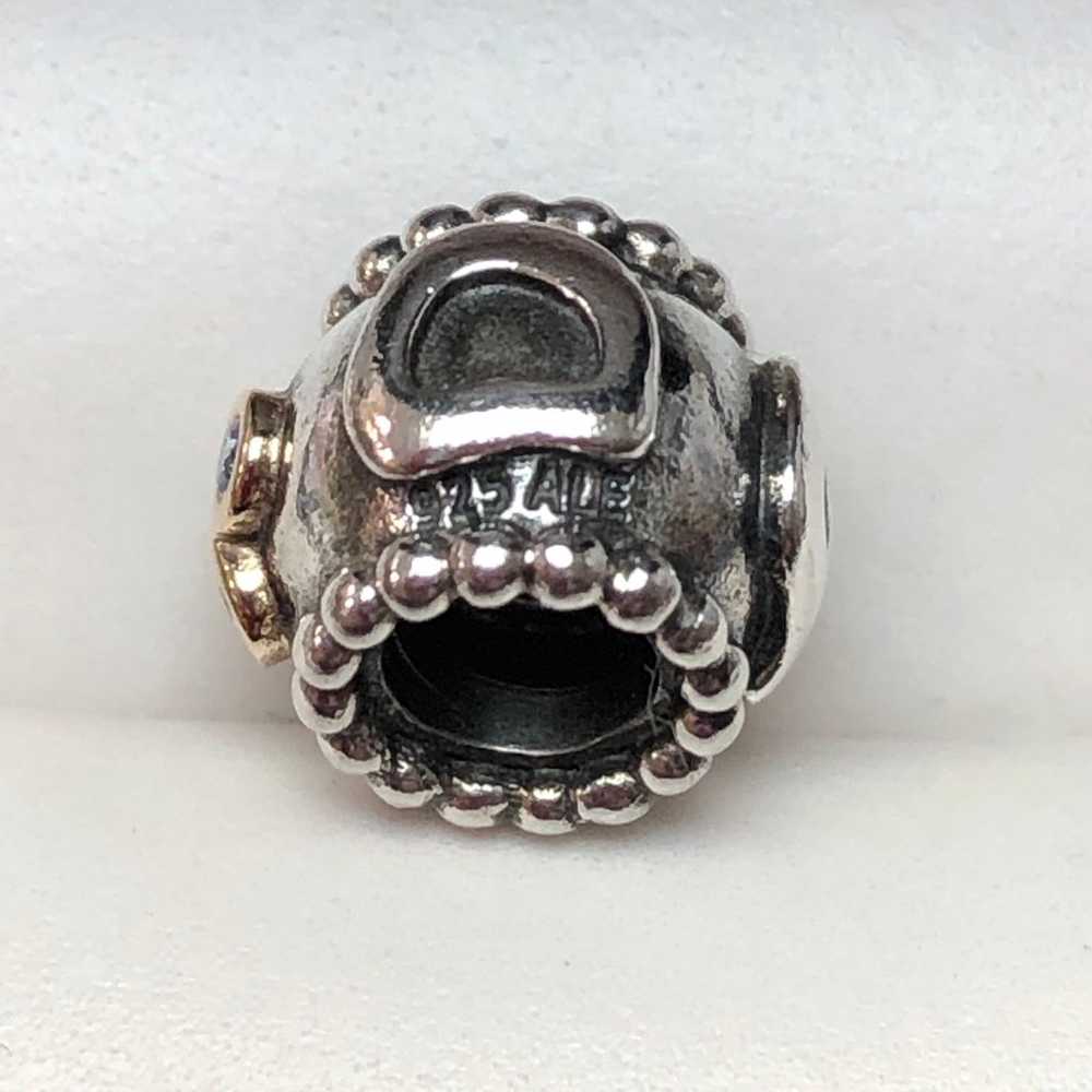 PANDORA DAD RARE & RETIRED SS & 14K GOLD Blue CZ … - image 7