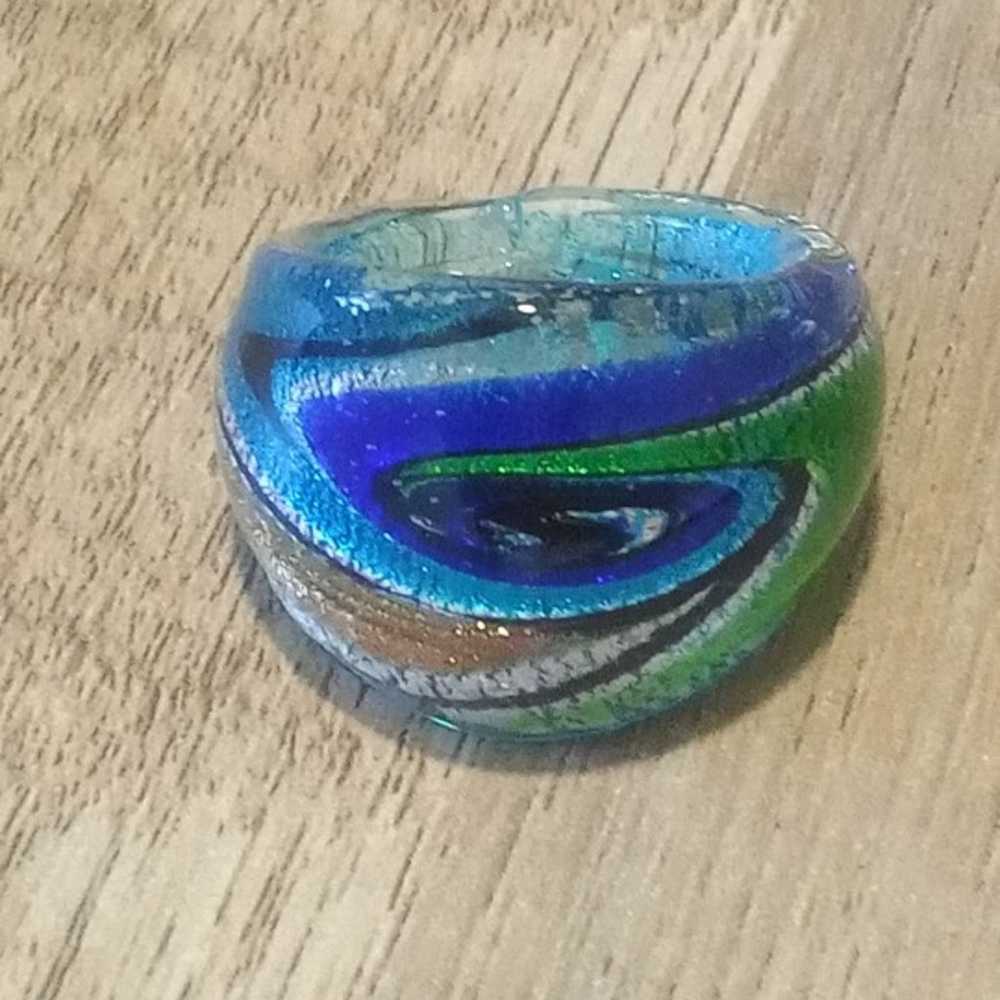 Vintage Hand Crafted Art Glass Ring Murano Style … - image 1