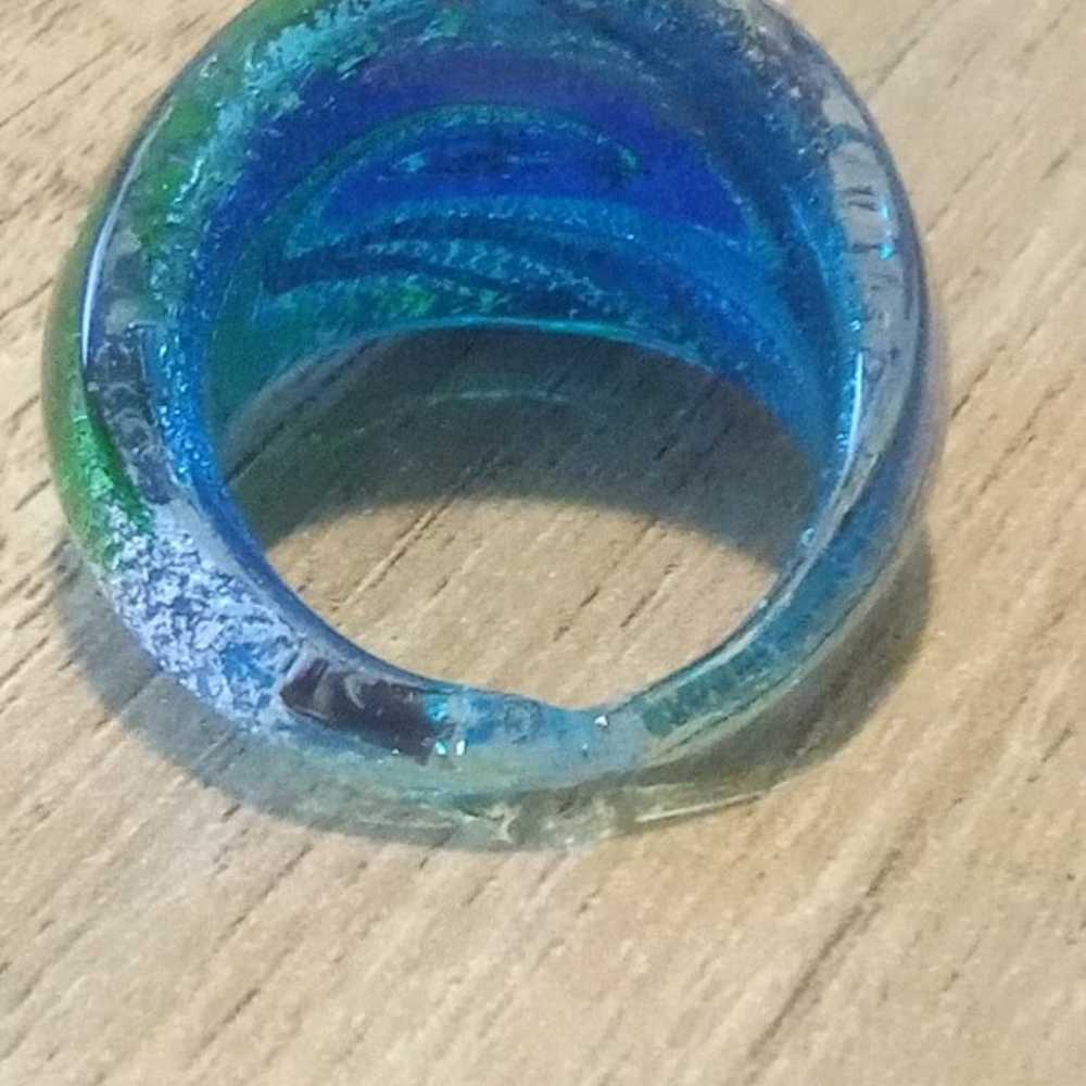 Vintage Hand Crafted Art Glass Ring Murano Style … - image 3