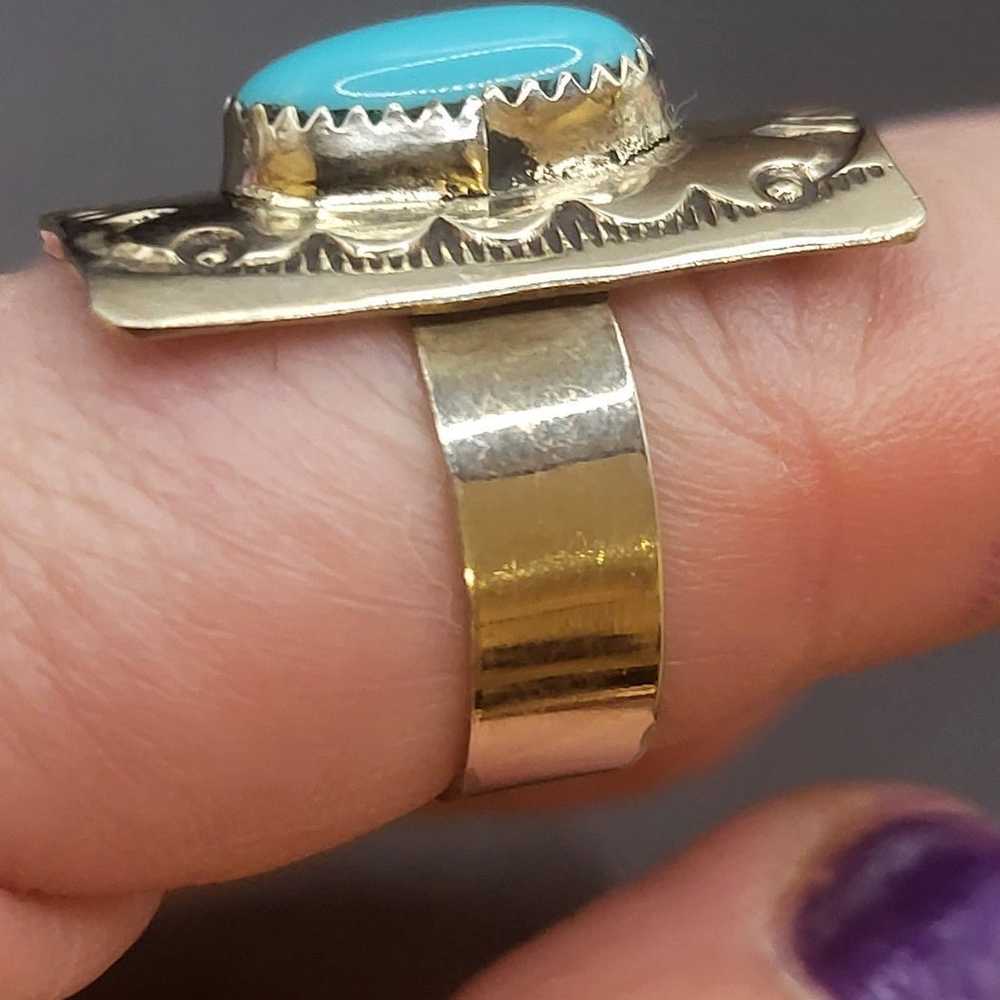 GORGEOUS  VINTAGE  TURQUOISE STERLING SILVER RING… - image 5