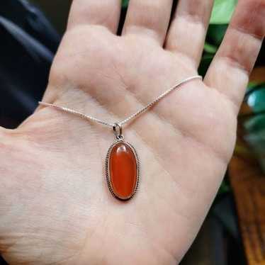 Vintage Sterling Silver Timeless Carnelian Necklac