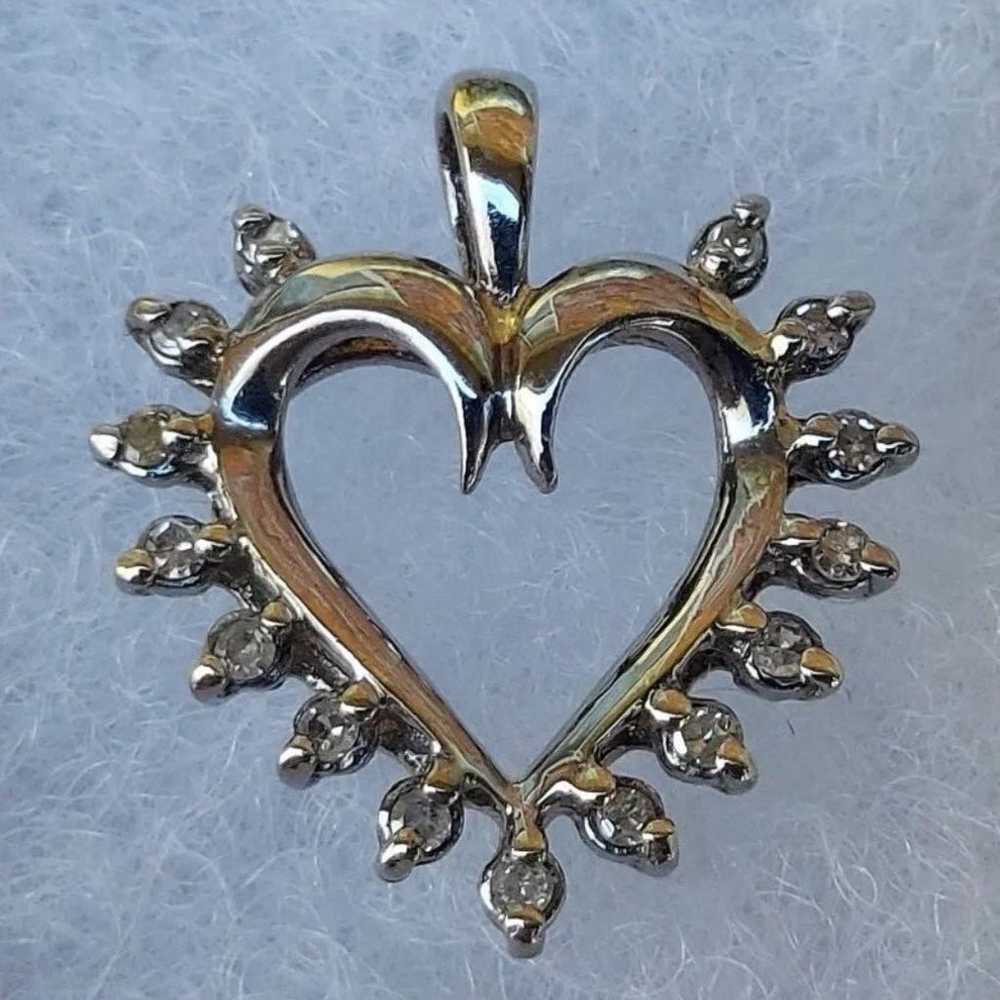 1/4 Carat Diamond 10K White Gold Heart Pendant Ch… - image 3