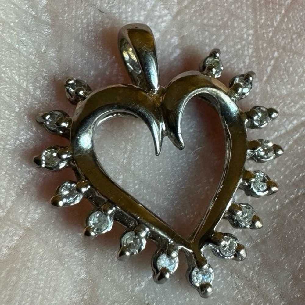 1/4 Carat Diamond 10K White Gold Heart Pendant Ch… - image 5