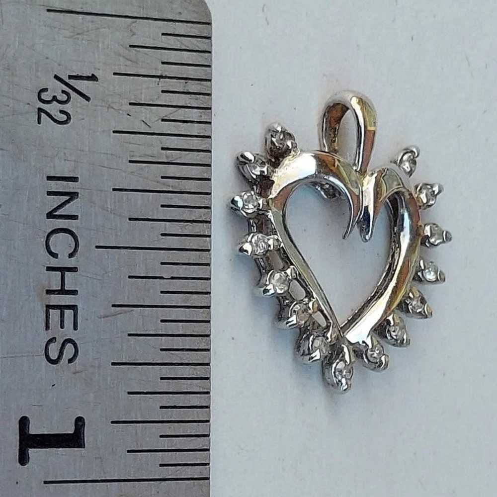 1/4 Carat Diamond 10K White Gold Heart Pendant Ch… - image 8