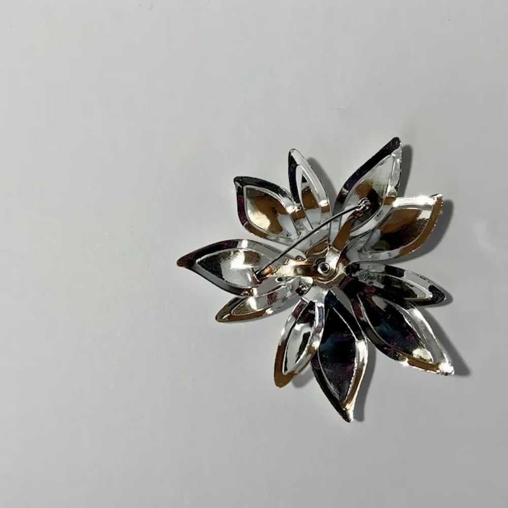 Beautiful Christmas Silver Tone Poinsettia Flower… - image 2