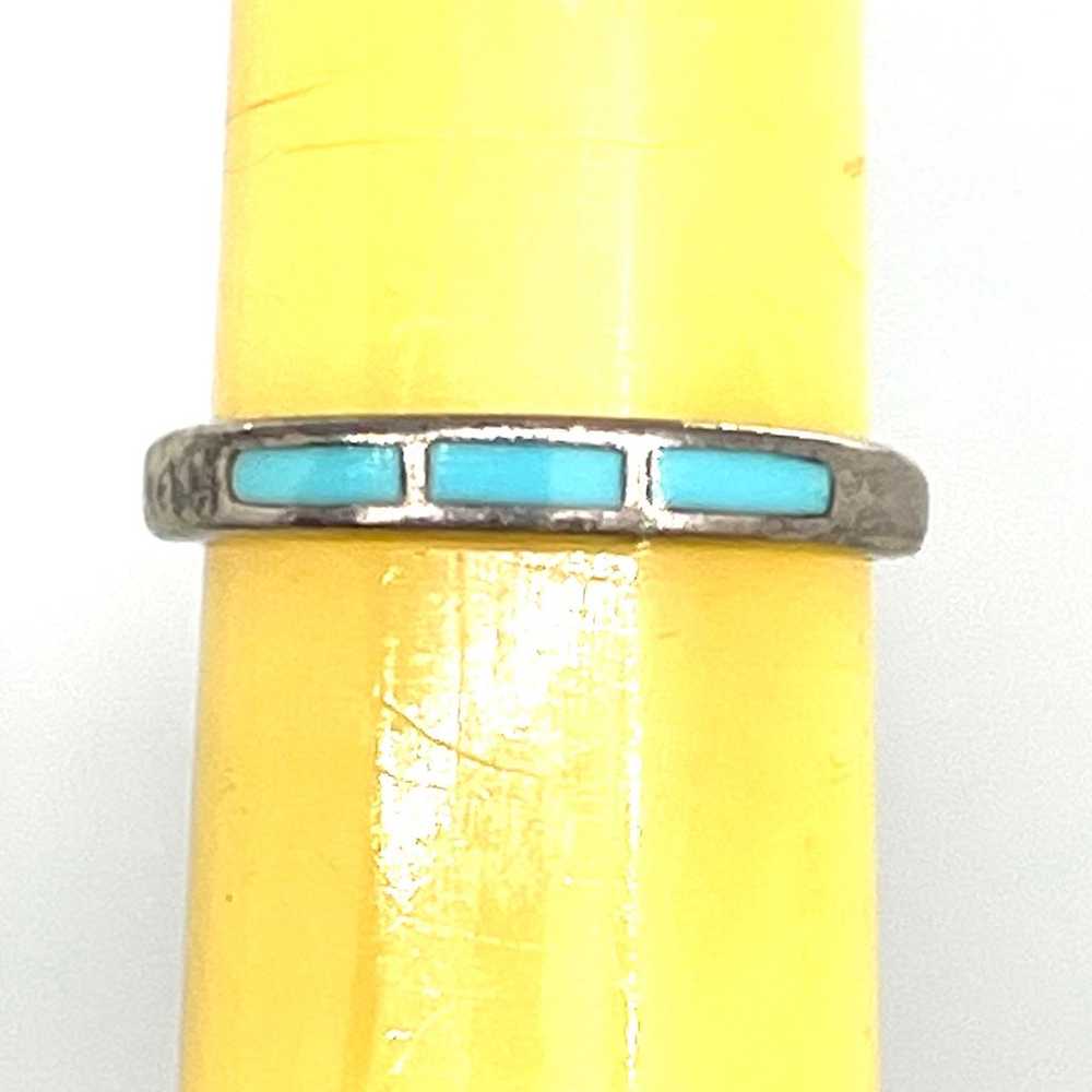 Sterling Silver Turquoise Stackable Ring Sz 6.75 - image 1