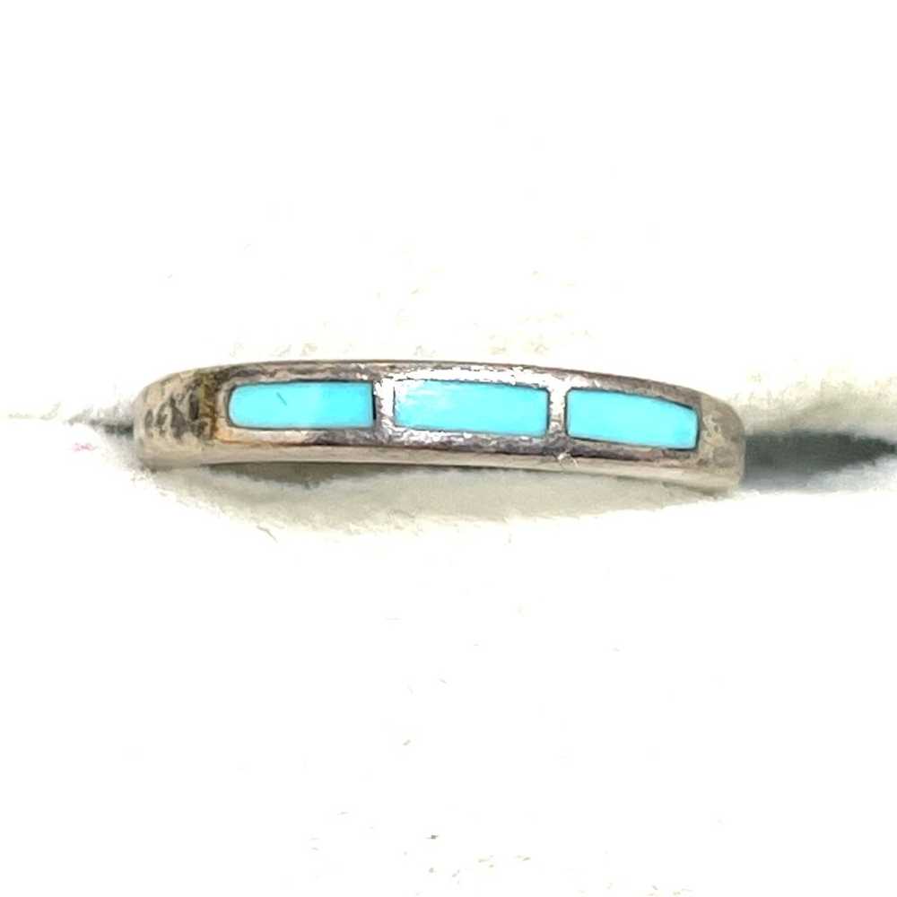 Sterling Silver Turquoise Stackable Ring Sz 6.75 - image 2