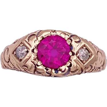 Victorian Pink Sapphire and Diamond Ring 1.26 Car… - image 1