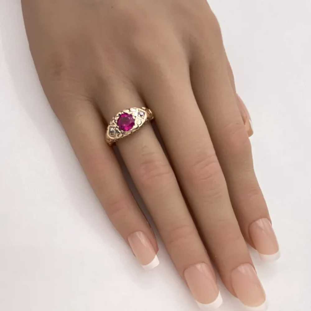 Victorian Pink Sapphire and Diamond Ring 1.26 Car… - image 2