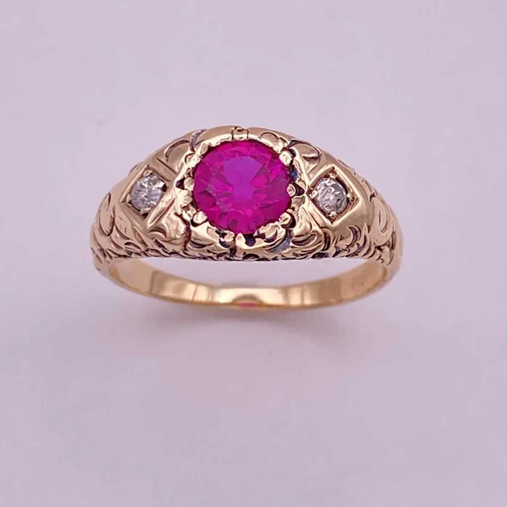 Victorian Pink Sapphire and Diamond Ring 1.26 Car… - image 3