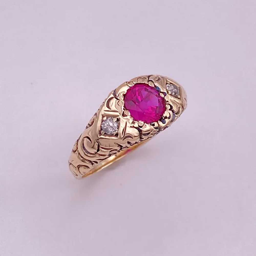 Victorian Pink Sapphire and Diamond Ring 1.26 Car… - image 4