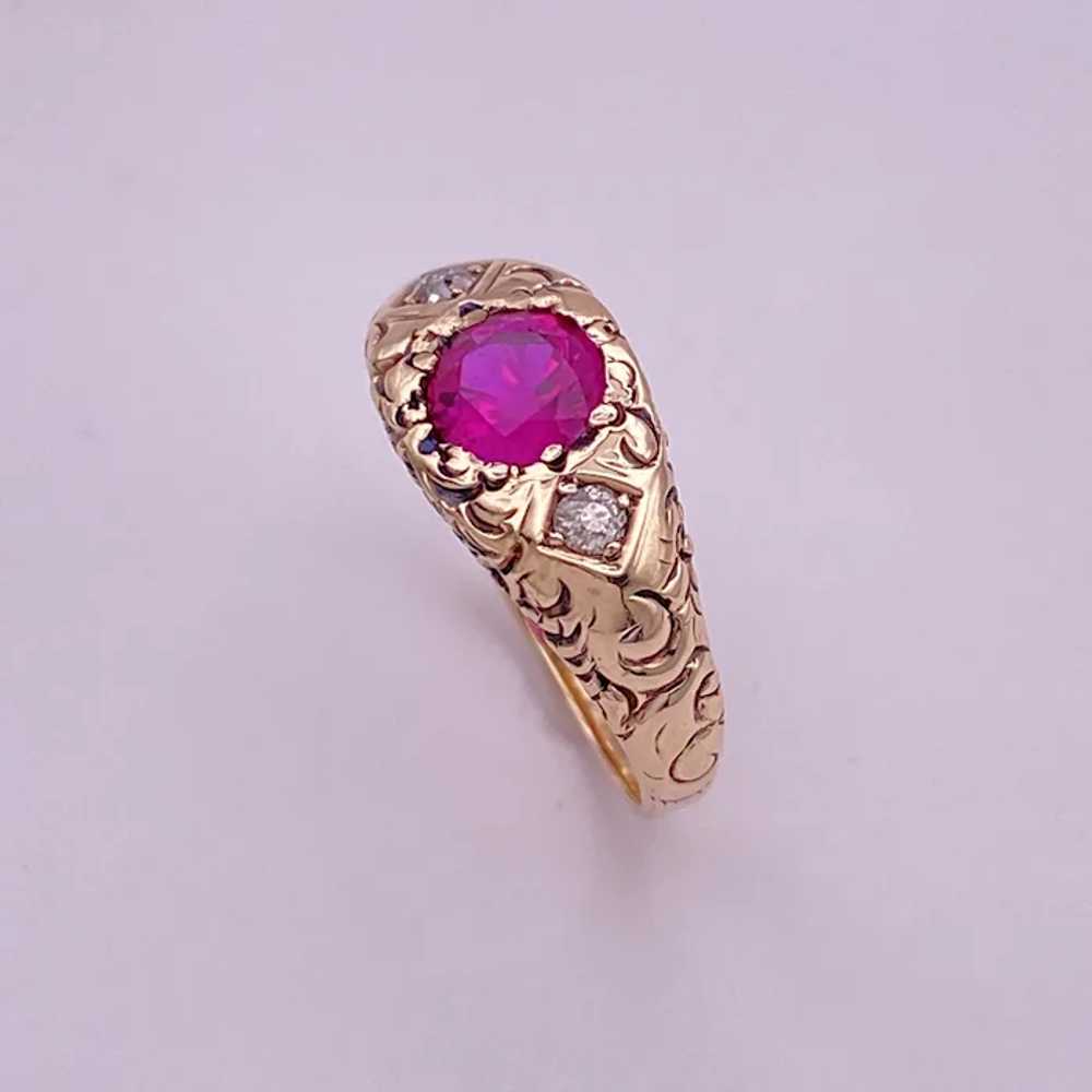 Victorian Pink Sapphire and Diamond Ring 1.26 Car… - image 5