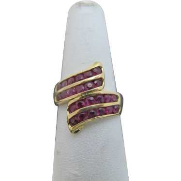 ART DECO 14k Yellow Gold RUBY Double Channel BYPAS